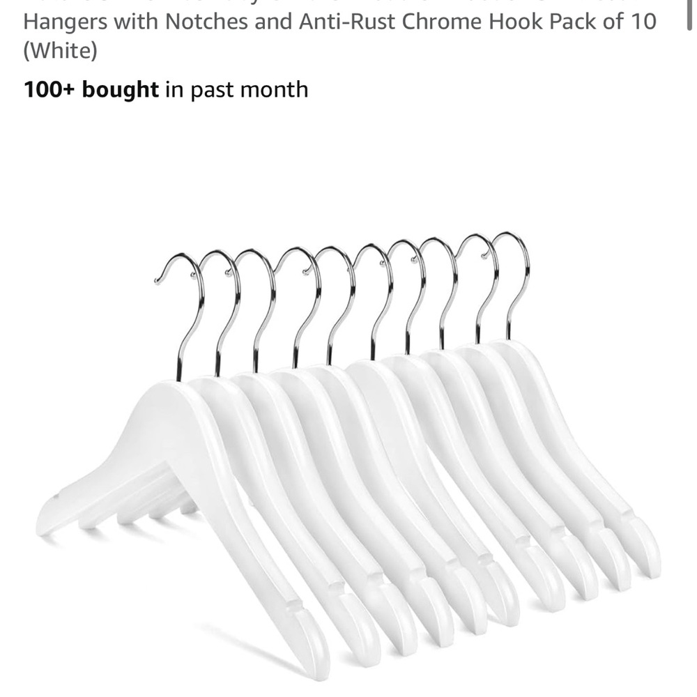 White Kids Hangers with Chrome Hooks - Pack of 10
